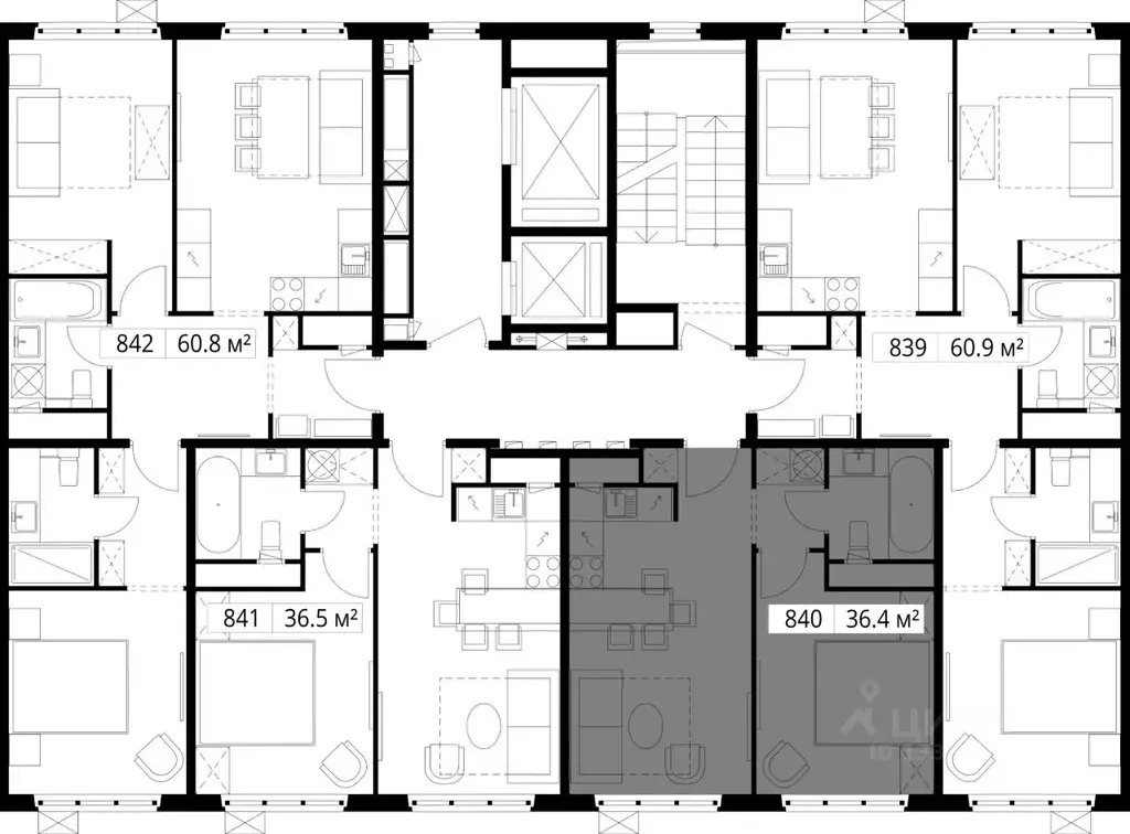 1-к кв. Московская область, Ленинский городской округ, д. Сапроново, ... - Фото 2