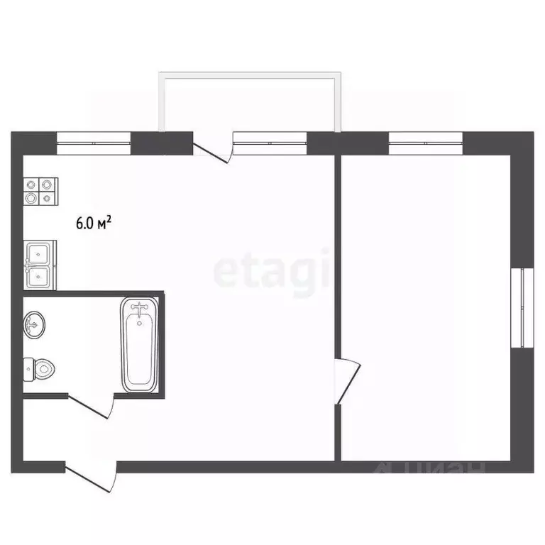 2-к кв. Забайкальский край, Чита 2-я Малая ул., 6 (38.9 м) - Фото 2