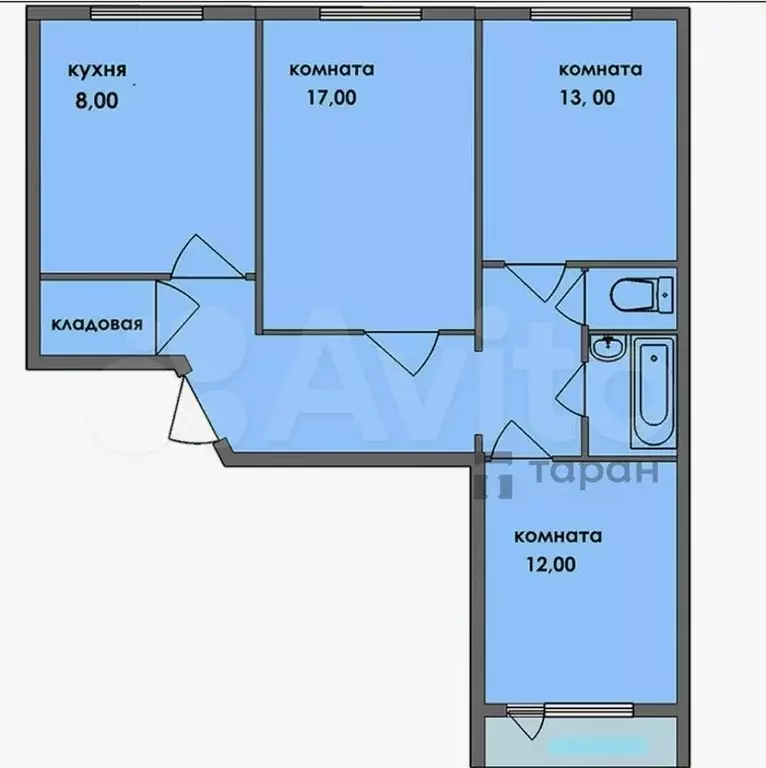 3-к. квартира, 65,7 м, 2/9 эт. - Фото 0