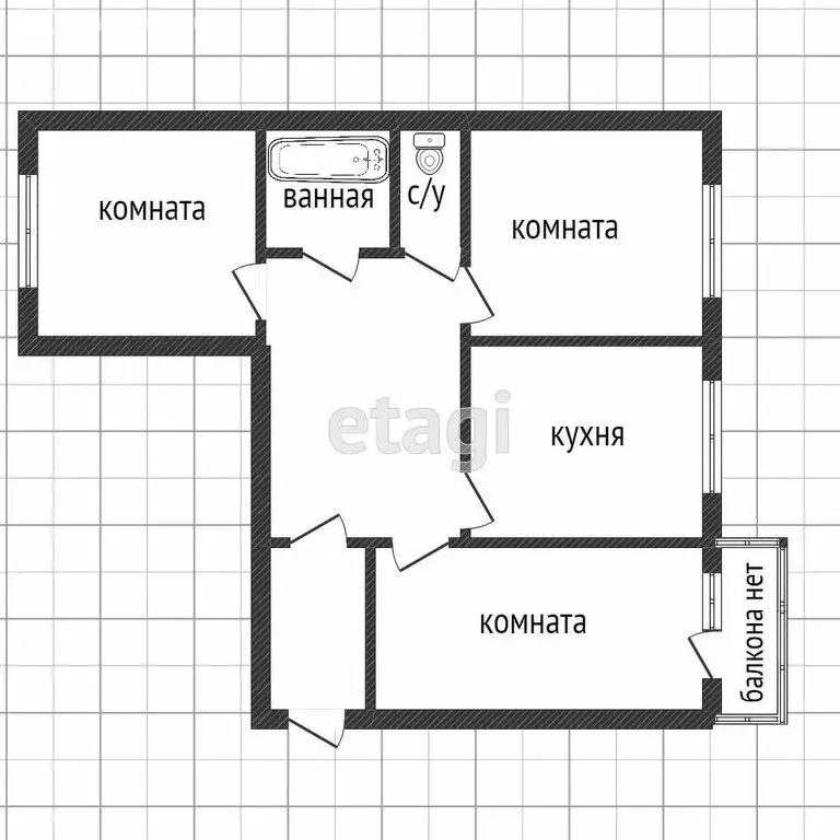 3-комнатная квартира: Нижний Тагил, Черноисточинское шоссе, 35 (60.6 ... - Фото 1