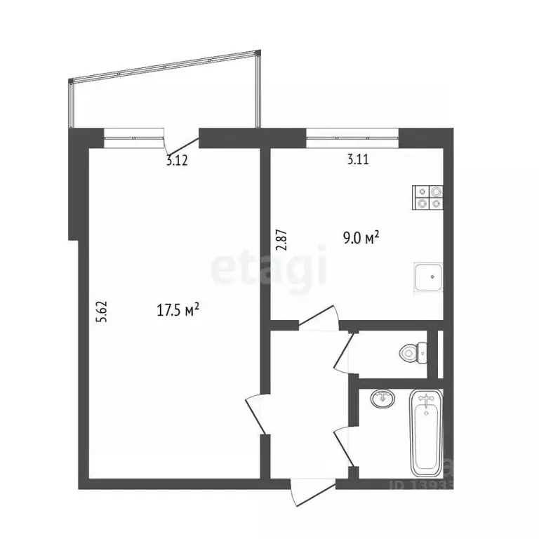 1-к кв. Тюменская область, Тюмень 6-й мкр, ул. Валерии Гнаровской, 5 ... - Фото 2