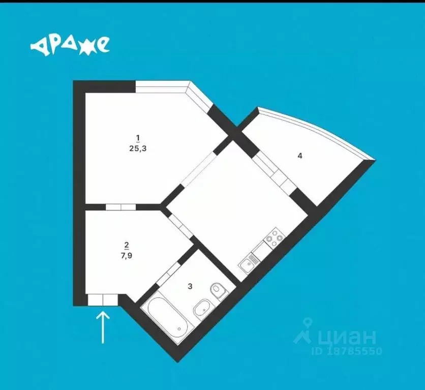 1-к кв. Свердловская область, Екатеринбург ул. М.Н. Михеева, 8 (37.6 ... - Фото 2