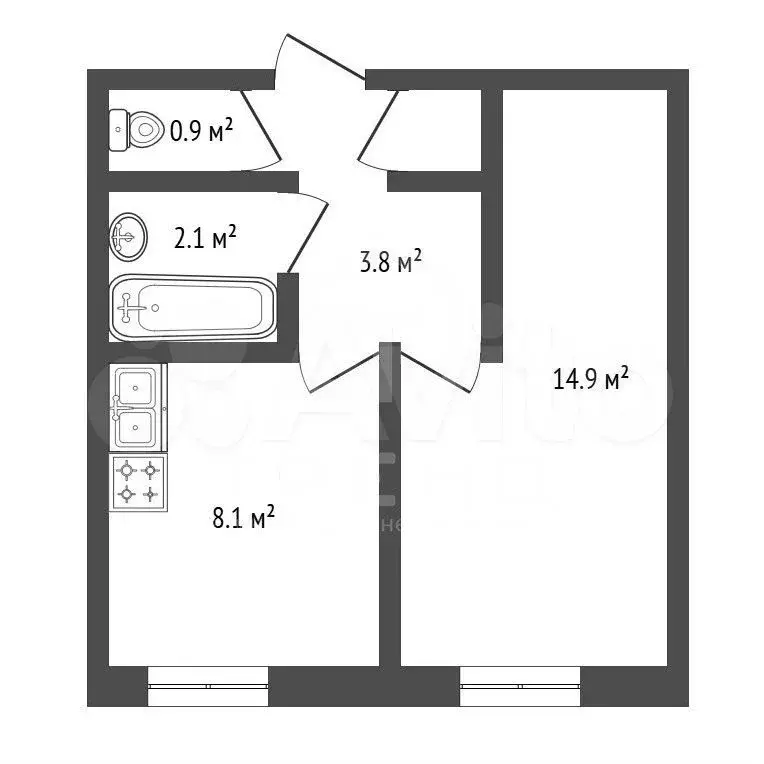 1-к. квартира, 30,3 м, 5/9 эт. - Фото 0