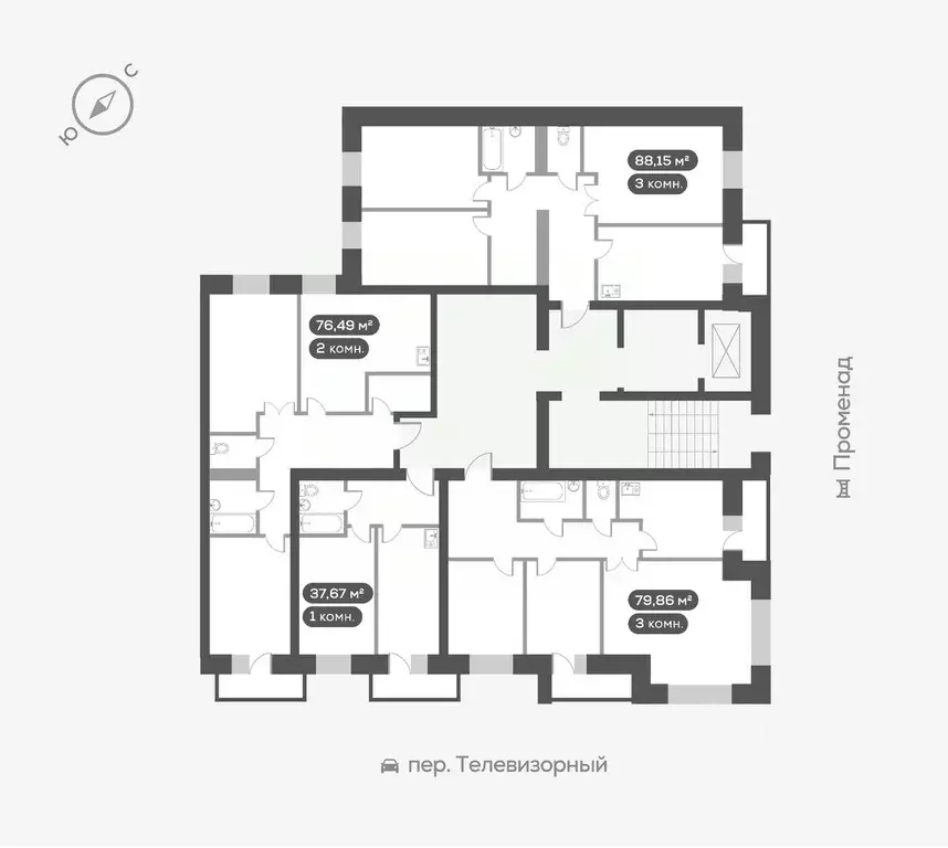 3-к кв. Красноярский край, Красноярск Сити-квартал Октябрьский жилой ... - Фото 1