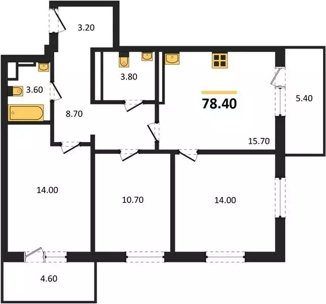 3-комнатная квартира: Альметьевск, проспект Строителей, 70Б (78 м) - Фото 2