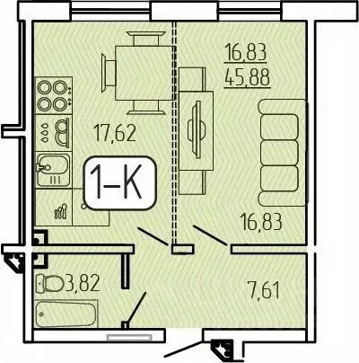 1-к кв. Бурятия, Улан-Удэ 140Б мкр,  (45.88 м) - Фото 1