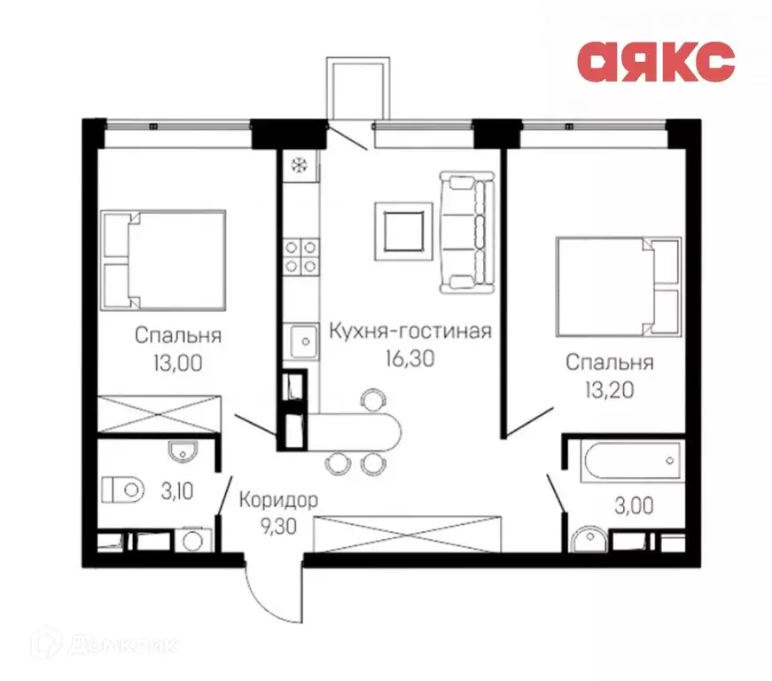 Продаётся 2-к квартира, 57.6 м - Фото 1