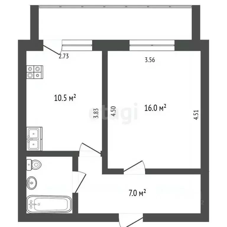 1-к кв. Вологодская область, Вологда Фрязиновская ул., 29Б (37.1 м) - Фото 2