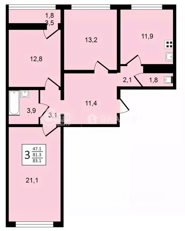 3-к кв. Воронежская область, Воронеж ул. Пескова, 8 (83.1 м) - Фото 0