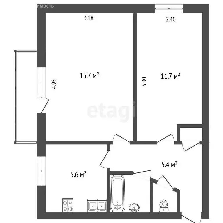 2-комнатная квартира: Ярославль, 1-й переулок Слепнева, 24 (41.7 м) - Фото 0