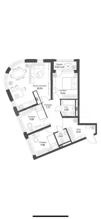 3-комнатная квартира: Екатеринбург, бульвар Вдохновения, 4 (82.6 м) - Фото 1