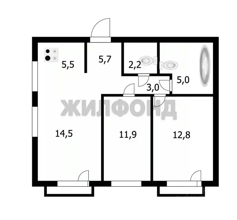 3-к кв. Новосибирская область, Новосибирск ул. Никитина, 67 (60.9 м) - Фото 0
