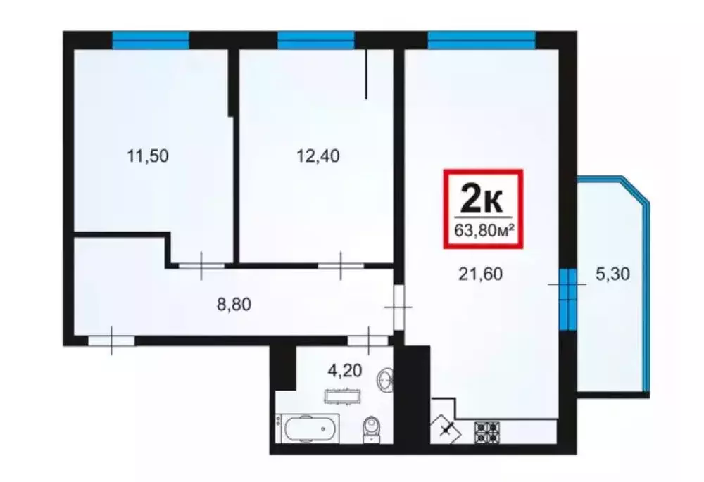 2-комнатная квартира: Анапа, Анапское шоссе, 32к6 (64 м) - Фото 0