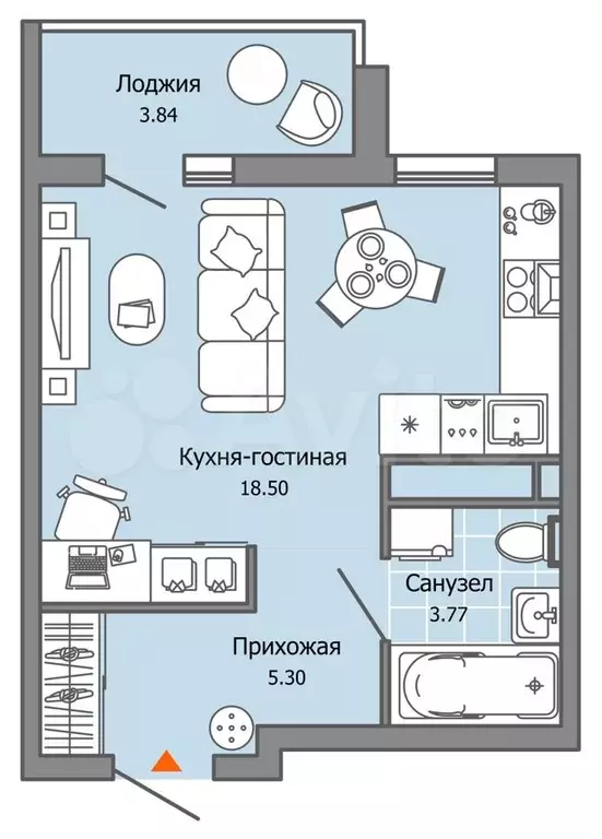 Квартира-студия, 29 м, 3/9 эт. - Фото 0