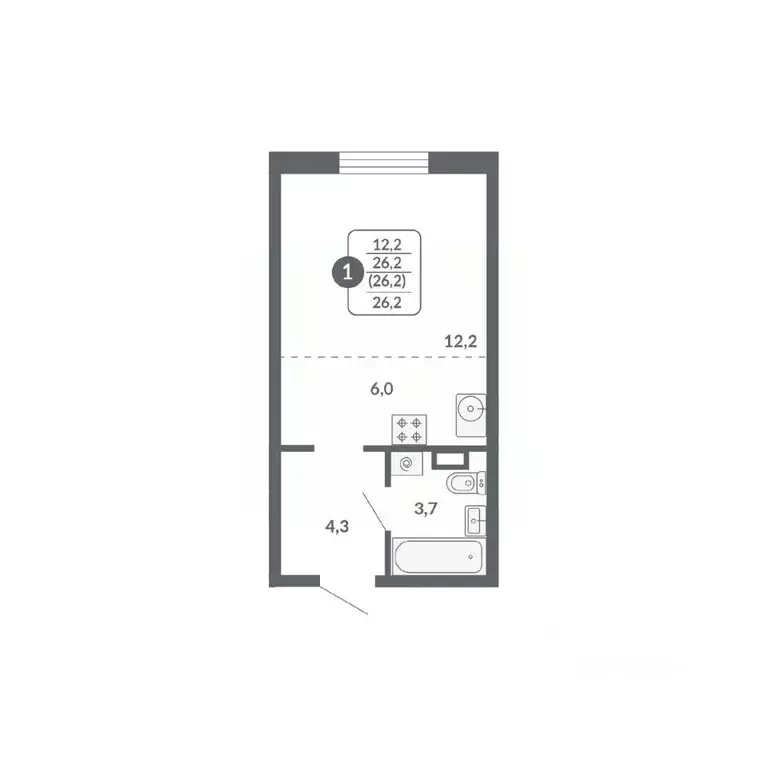 Студия Кировская область, Киров ул. Пушкина, 25 (26.2 м) - Фото 1