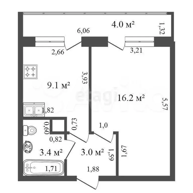 1-к. квартира, 31,7 м, 6/14 эт. - Фото 0