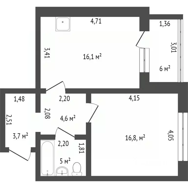 1-к кв. Красноярский край, Красноярск 9 Мая ул., 17/1 (44.4 м) - Фото 2