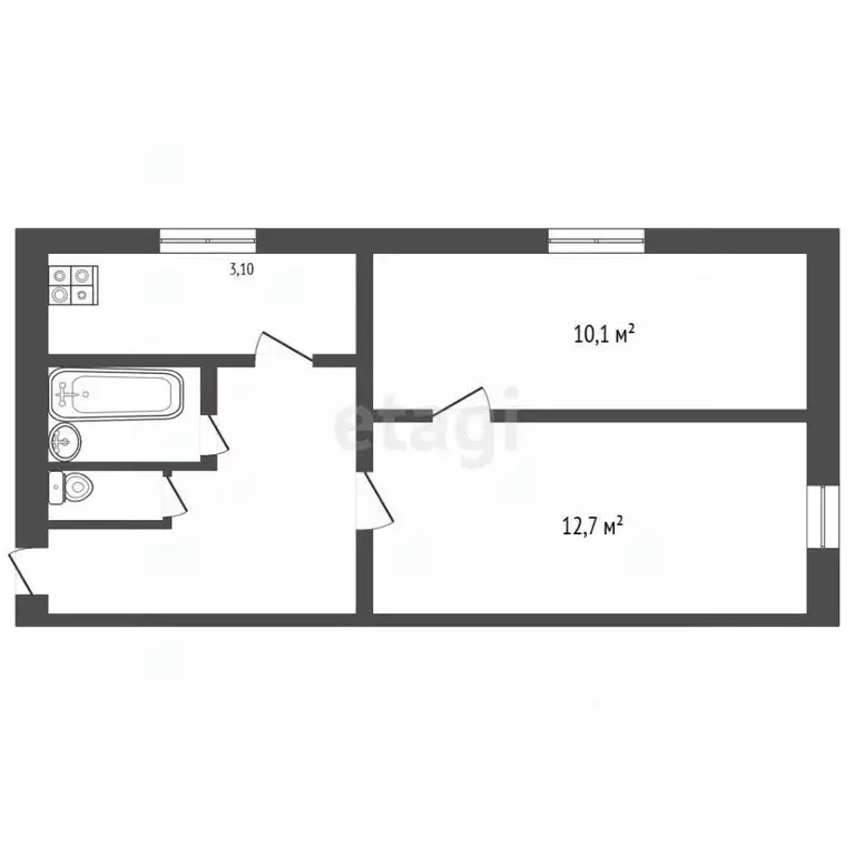 2-к кв. Челябинская область, Кыштым Боровая ул., 14 (40.2 м) - Фото 2
