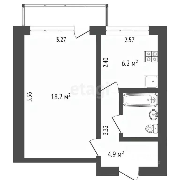 1-к кв. Орловская область, Орел ул. Игнатова, 25А (33.4 м) - Фото 1