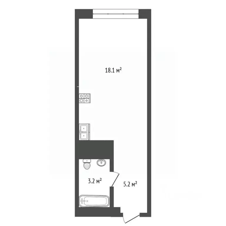 Студия Тюменская область, Тюмень ул. Судостроителей, 56 (26.53 м) - Фото 1