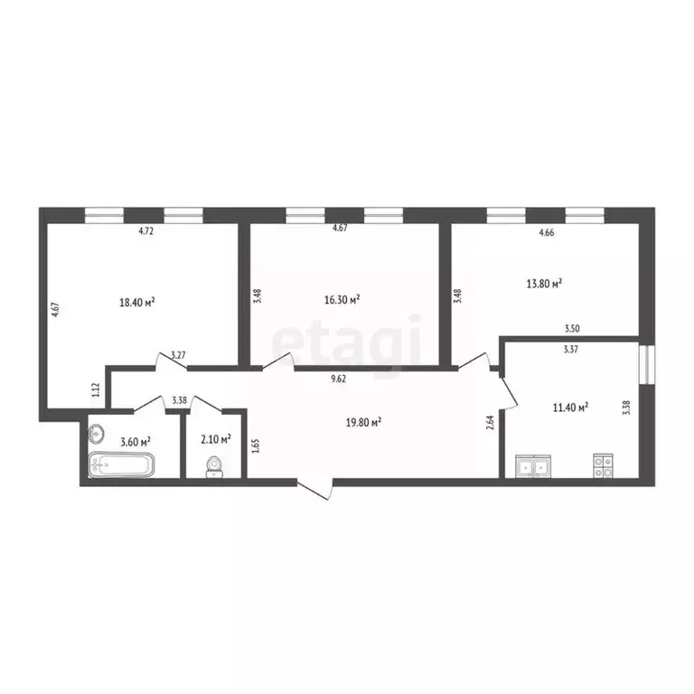 3-к кв. Тюменская область, Тюмень ул. Республики, 204к13 (85.4 м) - Фото 2