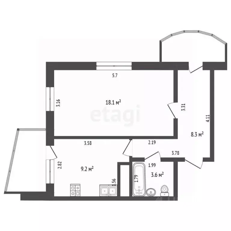 1-к кв. Хабаровский край, Хабаровск ул. Карла Маркса, 99А (38.0 м) - Фото 2