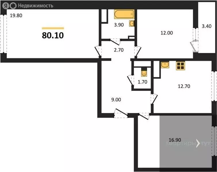 3-комнатная квартира: Воронеж, улица Пескова, 6 (80.1 м) - Фото 1