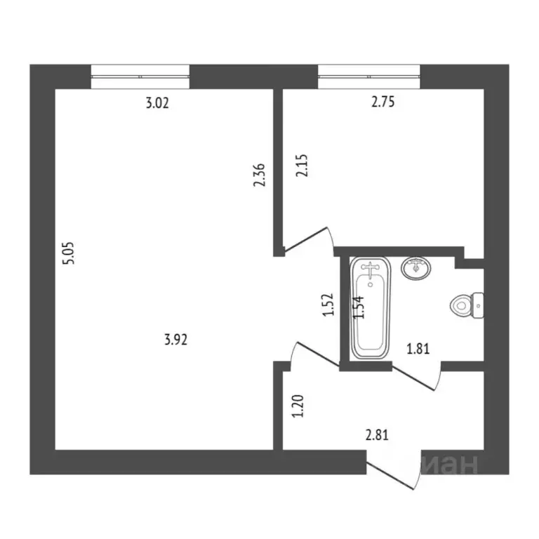 1-к кв. Тюменская область, Тюмень Ямская ул., 104 (29.5 м) - Фото 1