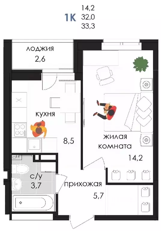 1-к кв. Пермский край, Пермь ул. Лифанова, 38 (33.3 м) - Фото 0