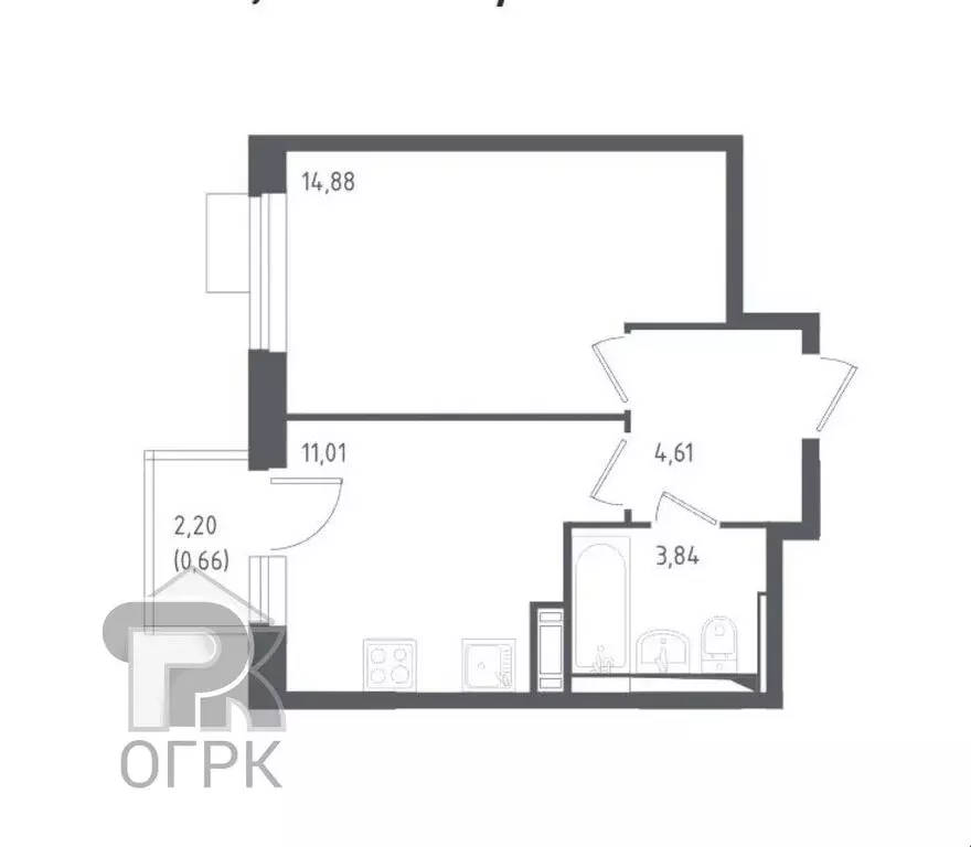 1-комнатная квартира: деревня Юрлово, к1/1 (35 м) - Фото 1