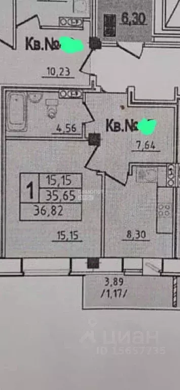 1-к кв. Омская область, Омск ул. Конева, 40 (35.7 м) - Фото 2