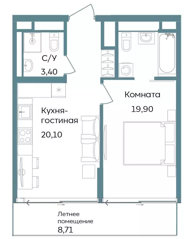 2-комнатная квартира: Республика Крым, Саки, курортный кластер Темпо ... - Фото 0