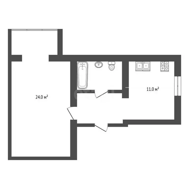 1-комнатная квартира: Бахчисарай, улица Грузинова, 61 (42.6 м) - Фото 0