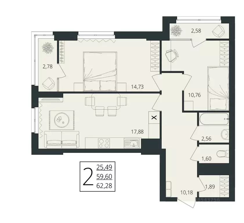 2-к кв. Волгоградская область, Волгоград ул. Степана Разина, 27/1 ... - Фото 1