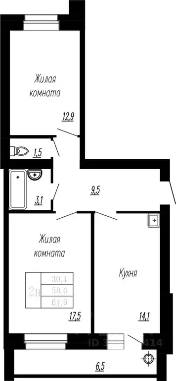 2-к кв. Чувашия, Чебоксары ул. Короленко, поз2 (63.0 м) - Фото 1