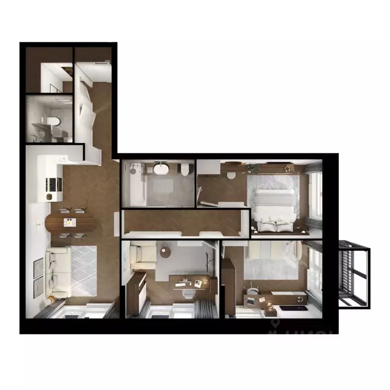 3-к кв. Татарстан, Казань ул. Анаса Тазетдинова, 1к9 (88.4 м) - Фото 1