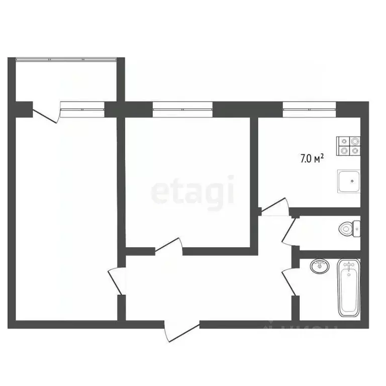 2-к кв. Тюменская область, Тюмень ул. Баумана, 112 (45.1 м) - Фото 2