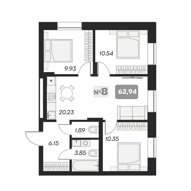 4-комнатная квартира: Новосибирск, площадь Карла Маркса (62.94 м) - Фото 0