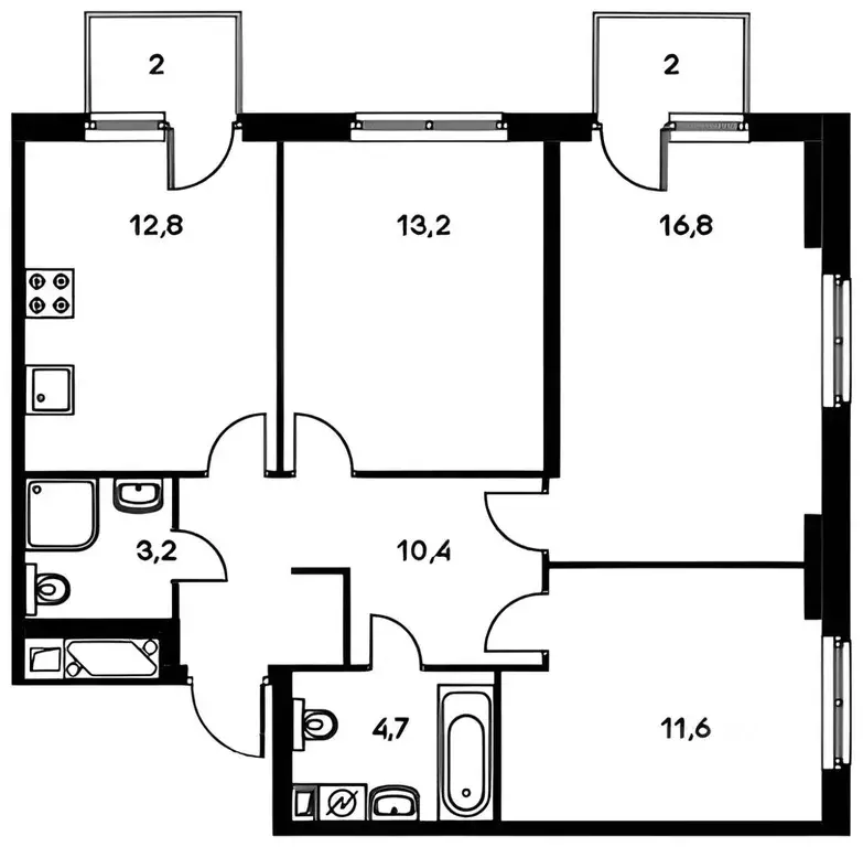 3-к кв. Москва Красноказарменная ул., 14Ак6 (72.3 м) - Фото 1