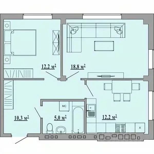2-к кв. Липецкая область, Липецк ул. Василия Саунина, 2 (60.2 м) - Фото 1