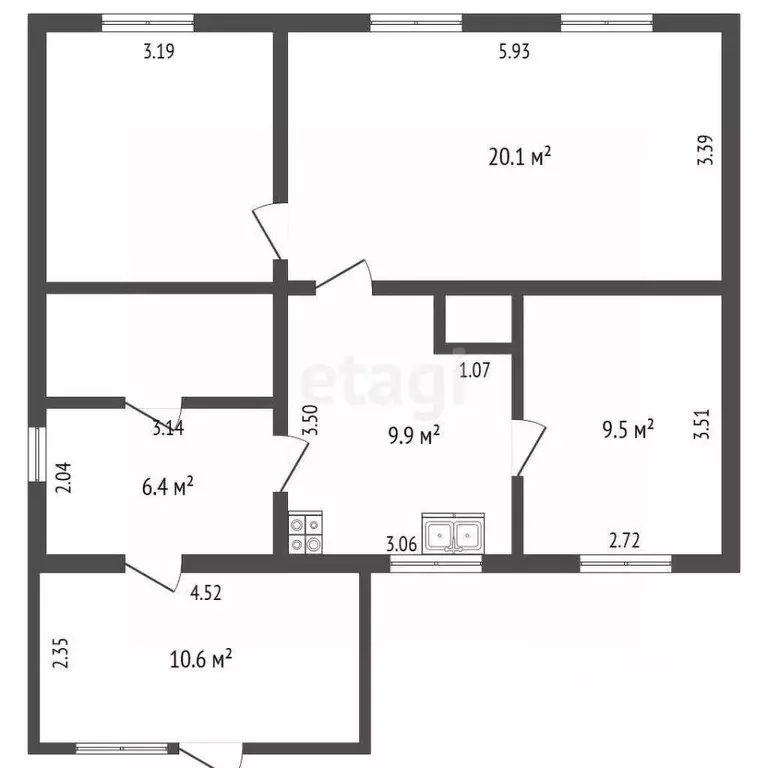 Дом в Ханты-Мансийский АО, Нягань Комсомольская ул., 16 (62 м) - Фото 1