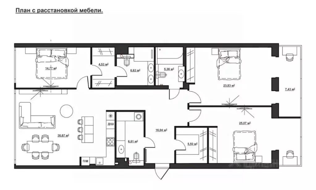 3-к кв. Санкт-Петербург Песочная наб., 18 (153.0 м) - Фото 2