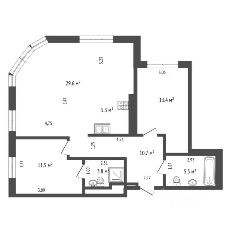 2-к кв. Тюменская область, Тюмень Первомайская ул., 8 (79.8 м) - Фото 2