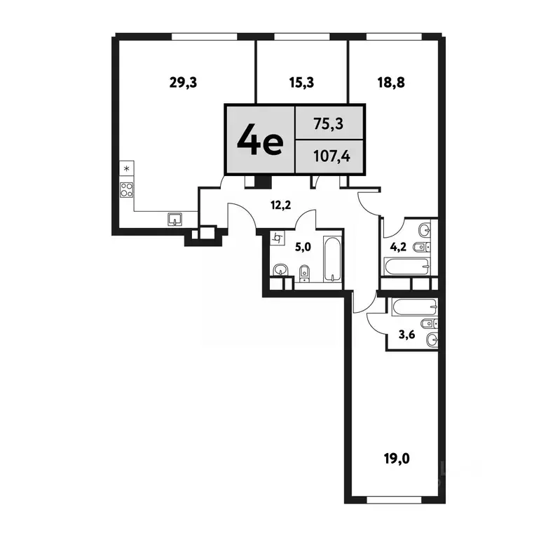 4-к кв. Москва Фестивальная ул., 15к5 (107.4 м) - Фото 0