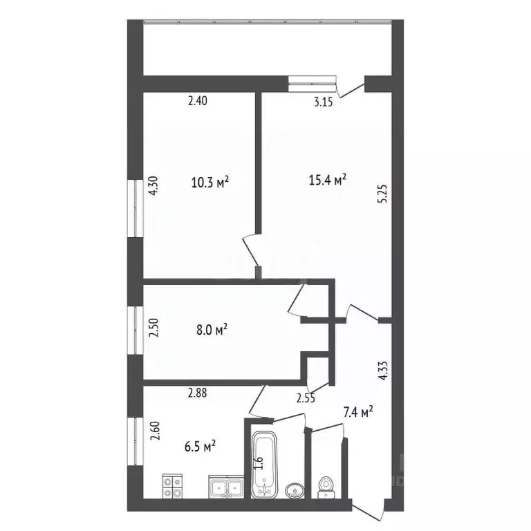 3-к кв. Кемеровская область, Кемерово ул. Халтурина, 29Б (59.1 м) - Фото 2