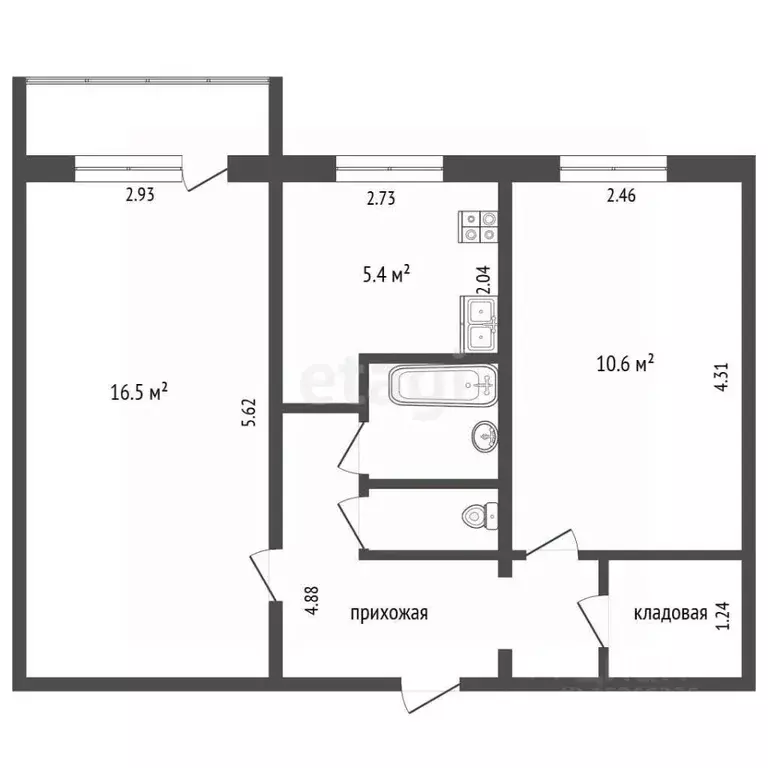 2-к кв. Тюменская область, Тобольск 7А мкр, 13 (43.0 м) - Фото 2