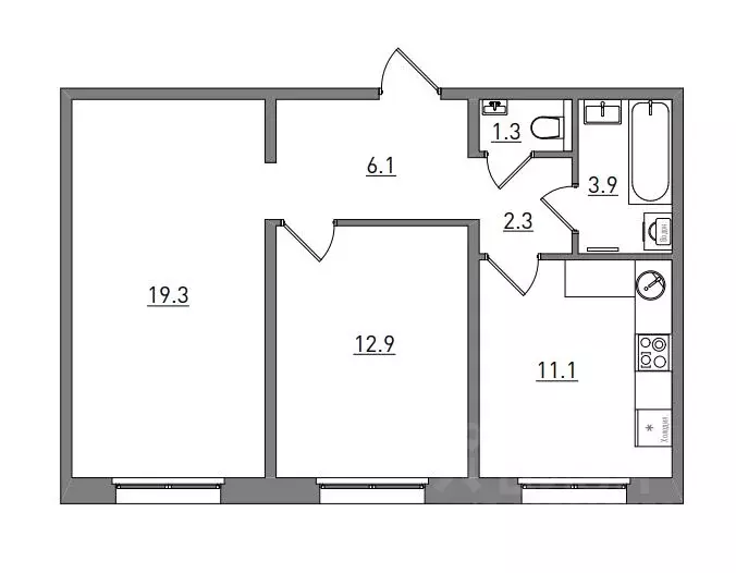 2-к кв. Кировская область, Киров ул. Чистопрудненская, 13А (56.9 м) - Фото 1