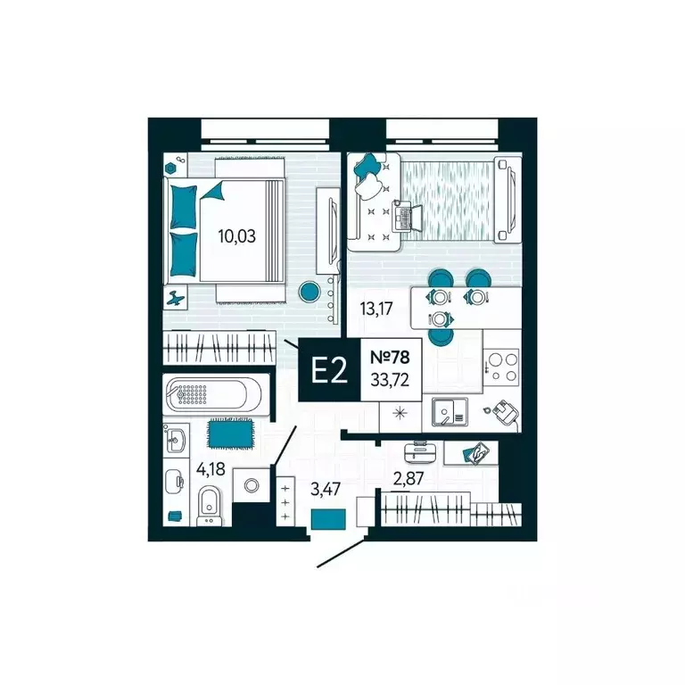 1-к кв. Тульская область, Тула ул. Чмутова, 158Д (33.72 м) - Фото 1
