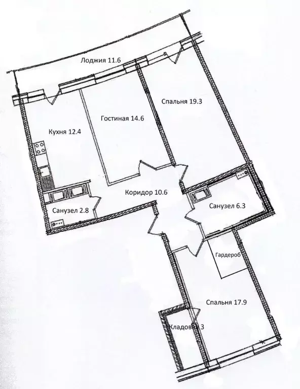 3-к кв. Санкт-Петербург ул. Коллонтай, 31к2 (86.9 м) - Фото 2