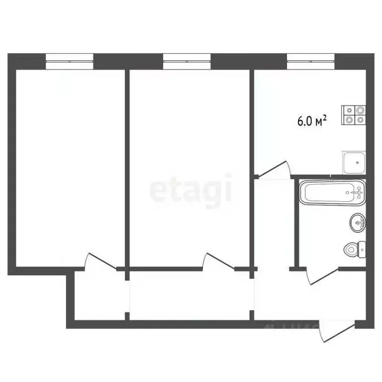 2-к кв. Ярославская область, Рыбинск ул. Куйбышева, 55 (42.1 м) - Фото 2